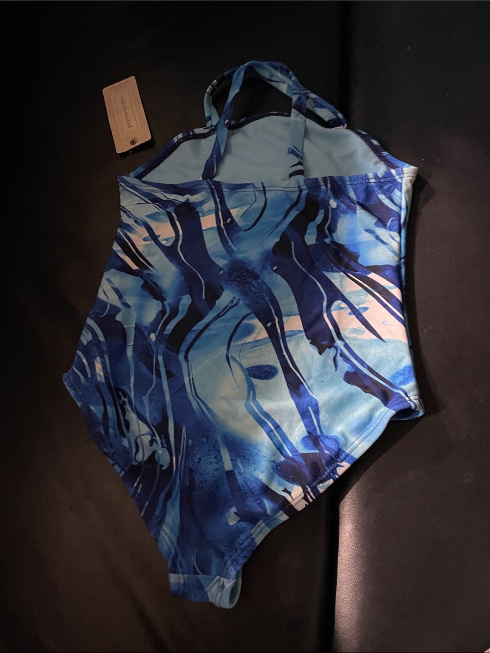Girls Blue Marble One-Piece Swimsuit - Picture 2 of 5